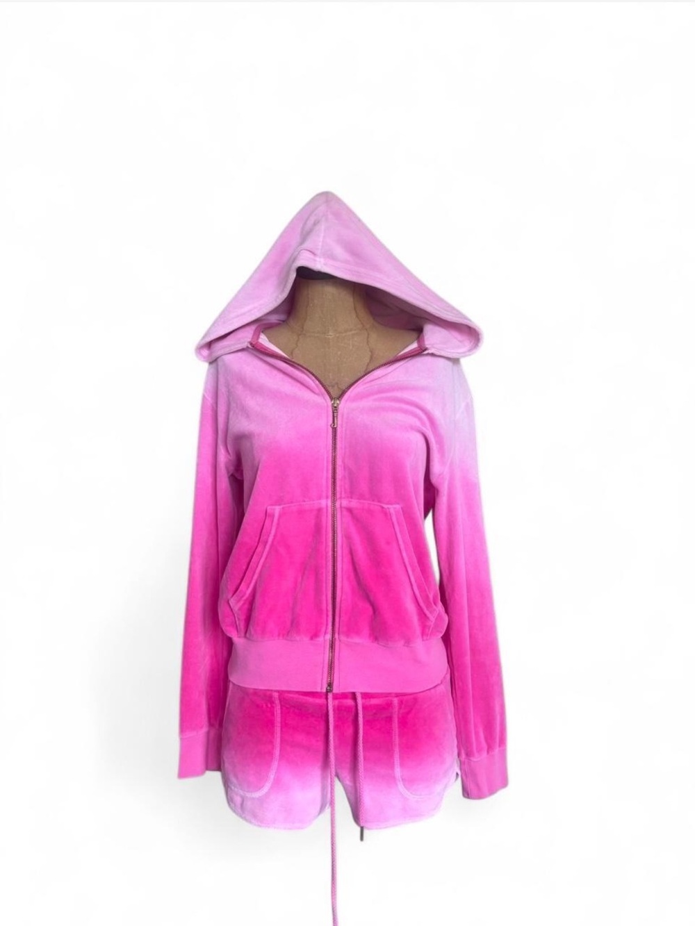 Juicy Couture Pink Ombre Velour Hooded Zip Jacket